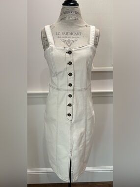 Zara Cream Button-Front Denim Dress